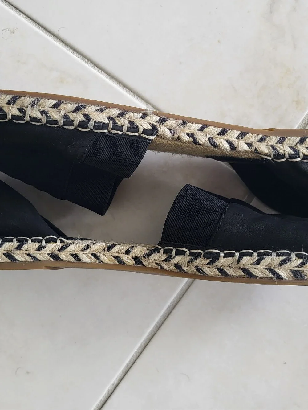 Eileen Fisher Black Lady Tumbled Nubuck d'Orsay Espadrille Flats - Size 9.5